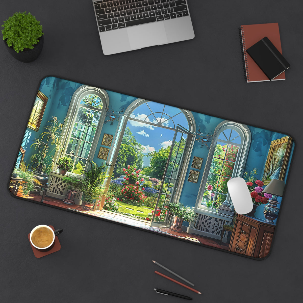 English Garden Room Elegance Desk Mat (Desk Pad) - Bring the Grandeur of the Garden Indoors! Available in 3 sizes.
