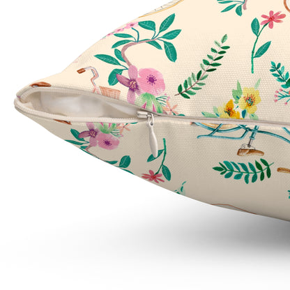 Spring Bicycle Square Throw Pillow - Spun Polyester - Double-Sided Print - Concealed Zipper - Available in 7 Sizes