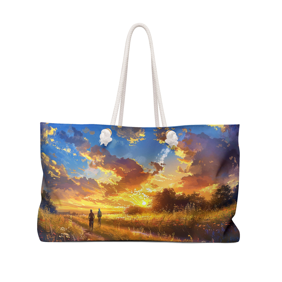 Golden Sunset Ride Weekender Bag - Pedal into the Golden Hour - Where Every Ride is a Journey of Beauty!
