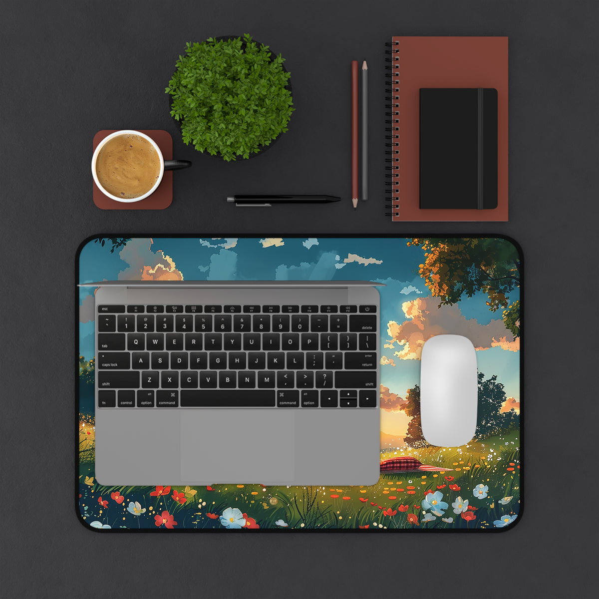 Meadow Picnic Desk Mat (Desk Pad) - Design Your Desk with Daisies - Work Where the Grass is Greener! Available in 3 sizes!