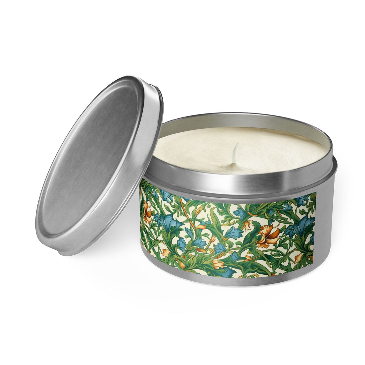 Medieval Meets Modern Vines Tin Candle. Light Up Your Space with Timeless Elegance! Available in 2 sizes, 3 finishes, and 5 scents.