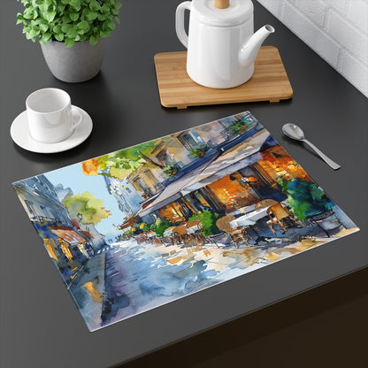 Parisian Bistro Bliss Placemat - Dine in the Heart of Paris – Right at Your Table! - Cotton Twill - 18" x 14"