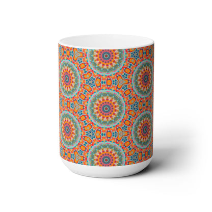Golden Elegance Ceramic Mug - 15 oz - Art on Every Side, Morning Approved.