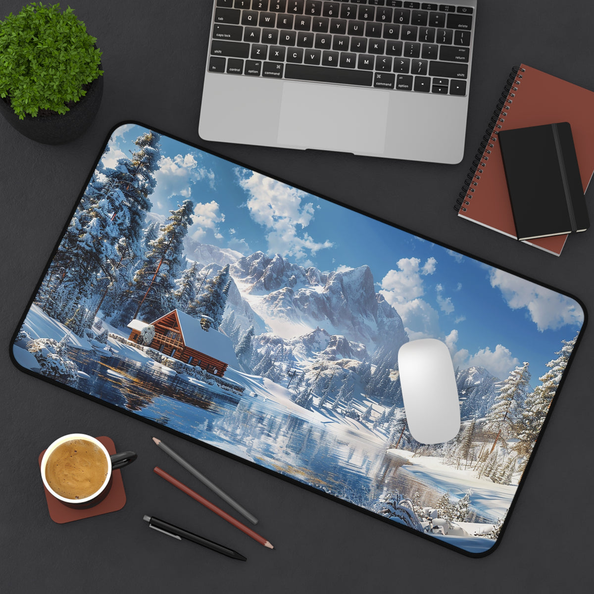 Winter Wonderland Retreat Desk Mat (Desk Pad) - Escape to a Winter Wonderland with Every Task! Available in 3 sizes.