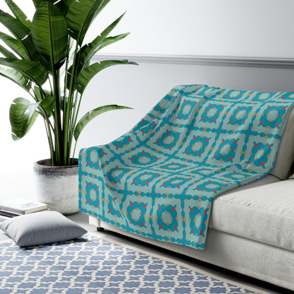 Southwestern Quilt Charm Sherpa Fleece Blanket - Wrap Yourself in Desert Dreams! Available in 2 sizes.