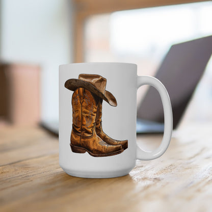 Legendary Lone Star Cowboy Ceramic Mug - 15 oz - Sip the Spirit of Texas with Every Swig! Yee Ya!