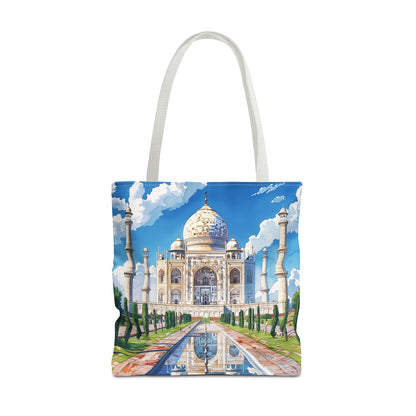 Majestic Taj Mahal Reflection Tote Bag - Carry the Splendor of the Taj Wherever You Go! Available in 3 sizes.