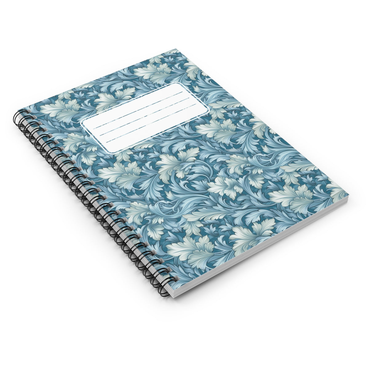 Soft Blue Leaf Tapestry Chic Spiral Notebook - Ruled Line - Designed to Inspire Every Page!