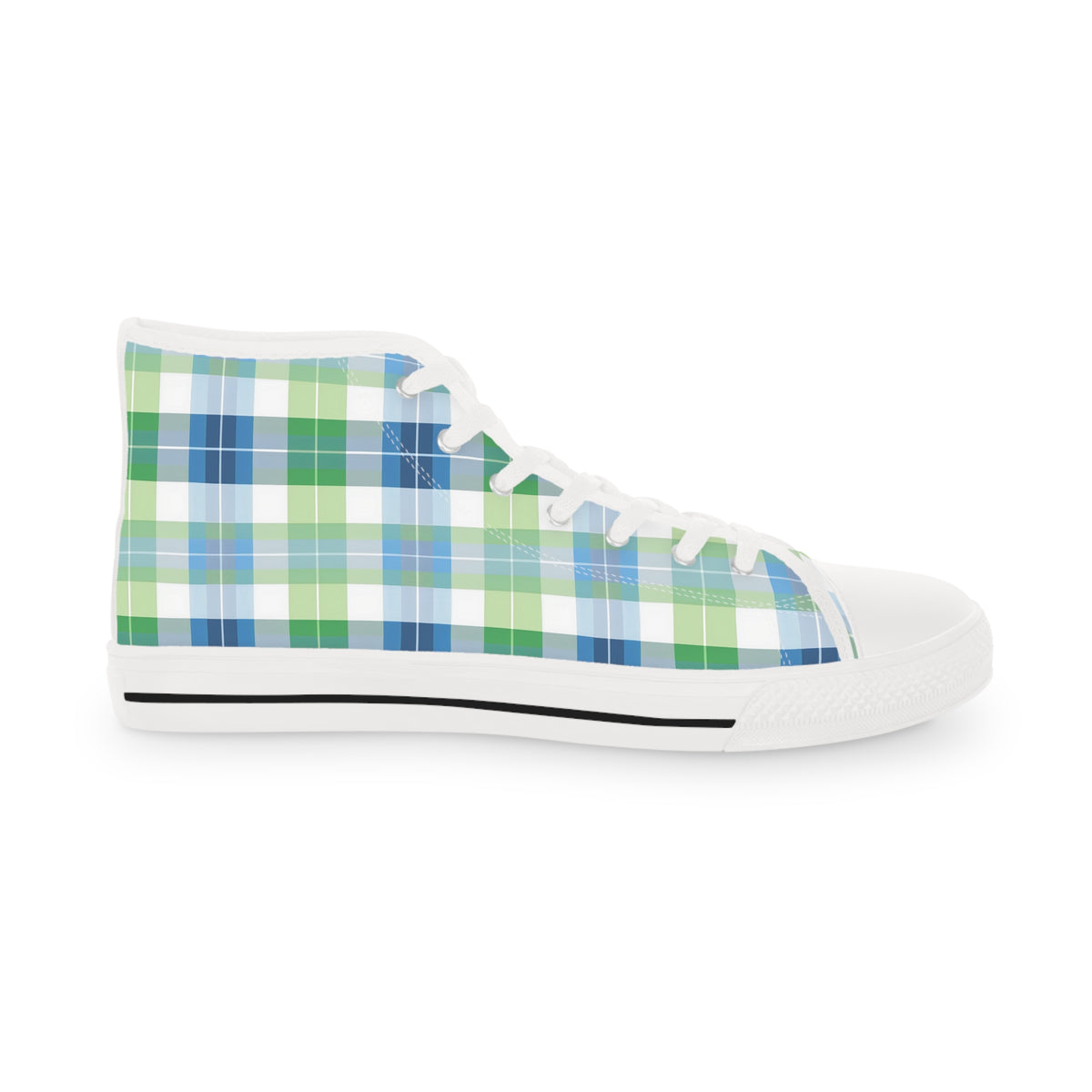 Spring Mist Plaid Men's High Top Sneakers - Elevate Your Step - Step into the Mist!