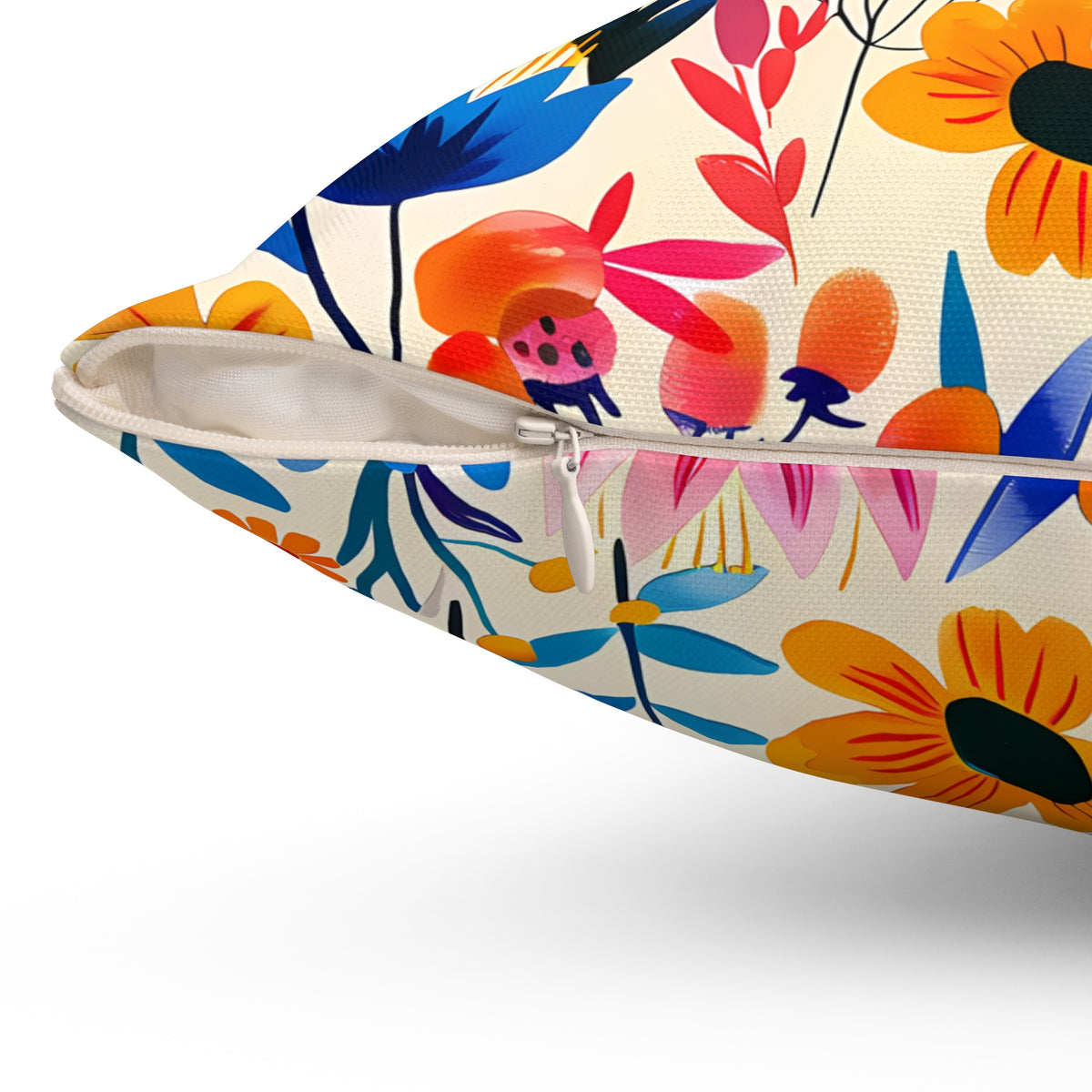 Happy Heartfelt Blooms Square Throw Pillow - Spun Polyester - Double-Sided Print - Concealed Zipper - Available in 7 sizes