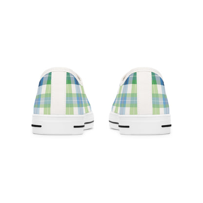 Spring Mist Plaid Ladies' Low Top Sneakers - Sprinkle Your Steps with Spring - Fashion in Full Bloom!