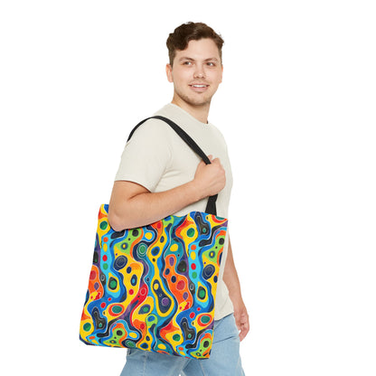 Groovy Splash Tote Bag - Unleash Your Inner Groove with a Splash of Color! Available in 3 sizes.