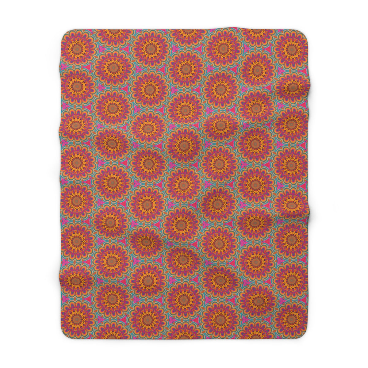 Bohemian Floral Medley Sherpa Fleece Blanket - Embrace Boho Chic with Every Snuggle! Available in 2 sizes.
