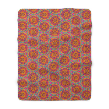 Bohemian Floral Medley Sherpa Fleece Blanket - Embrace Boho Chic with Every Snuggle! Available in 2 sizes.