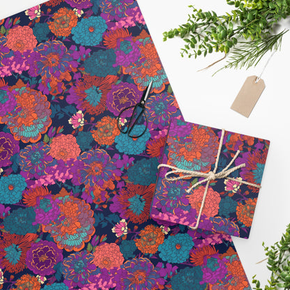 Purple Flower Parade Wrapping Paper - Bring Psychedelic Purple Flower Power to Your Gifts! Available in 2 sizes.