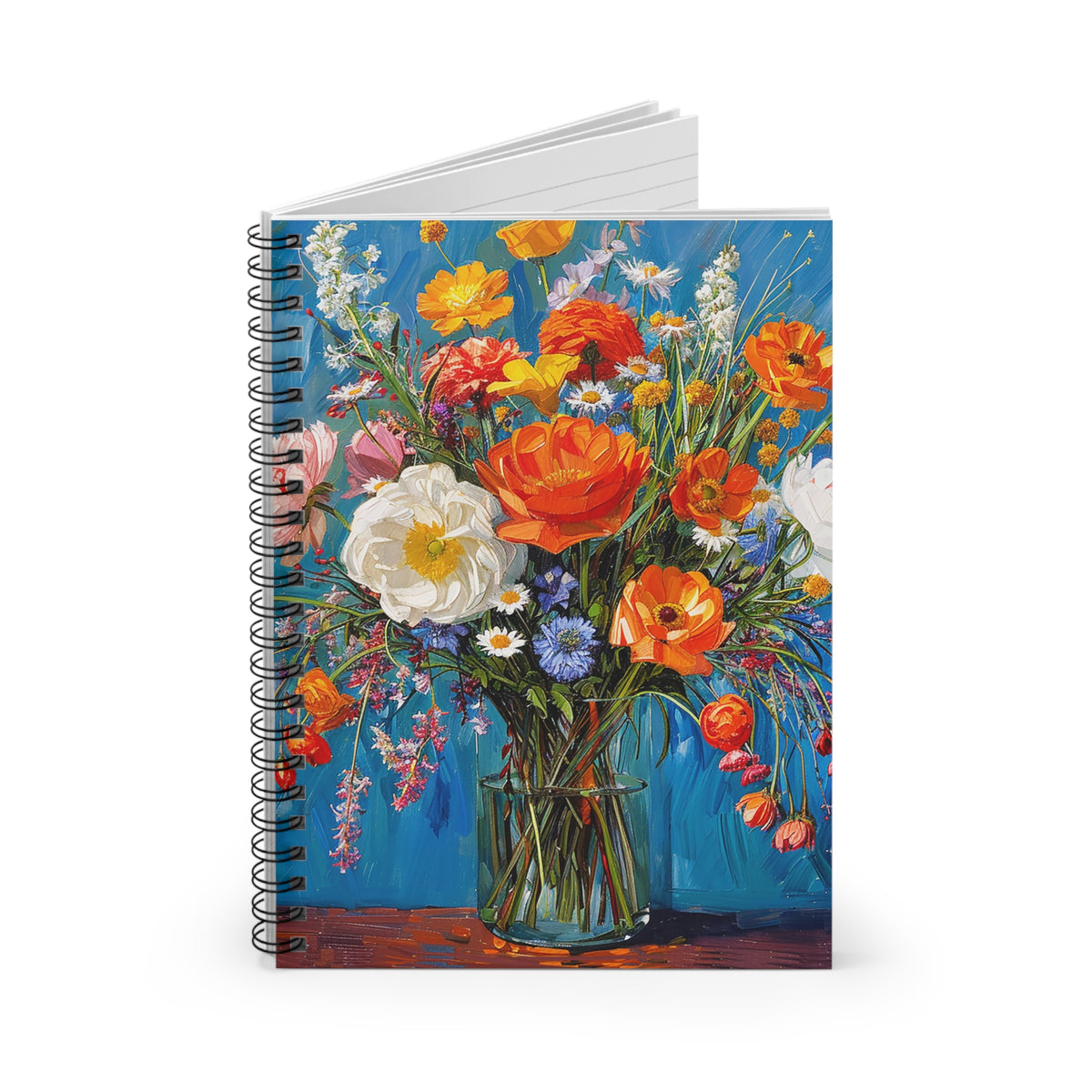 Blossoms on Blue Chic Spiral Notebook - Ruled Line - Where Beauty Meets Function! Almost as Beautiful as the Real Blooms!