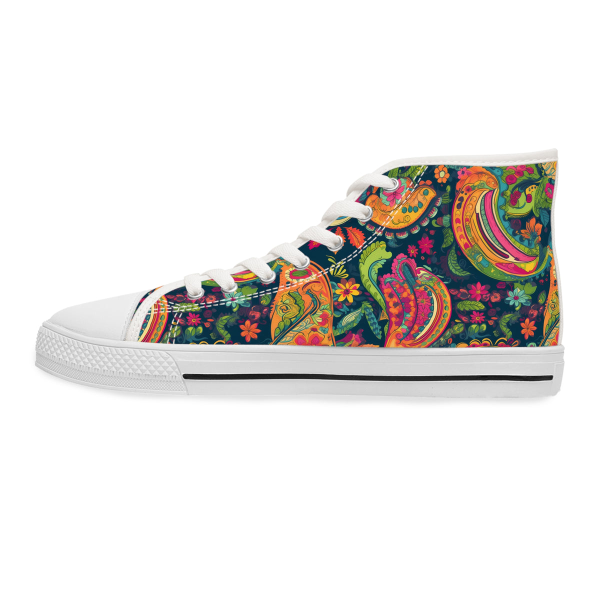 Psychedelic Paisley Party Ladies' High Top Sneakers - Stride into a Kaleidoscope - Where Fashion Meets Whirlwind!