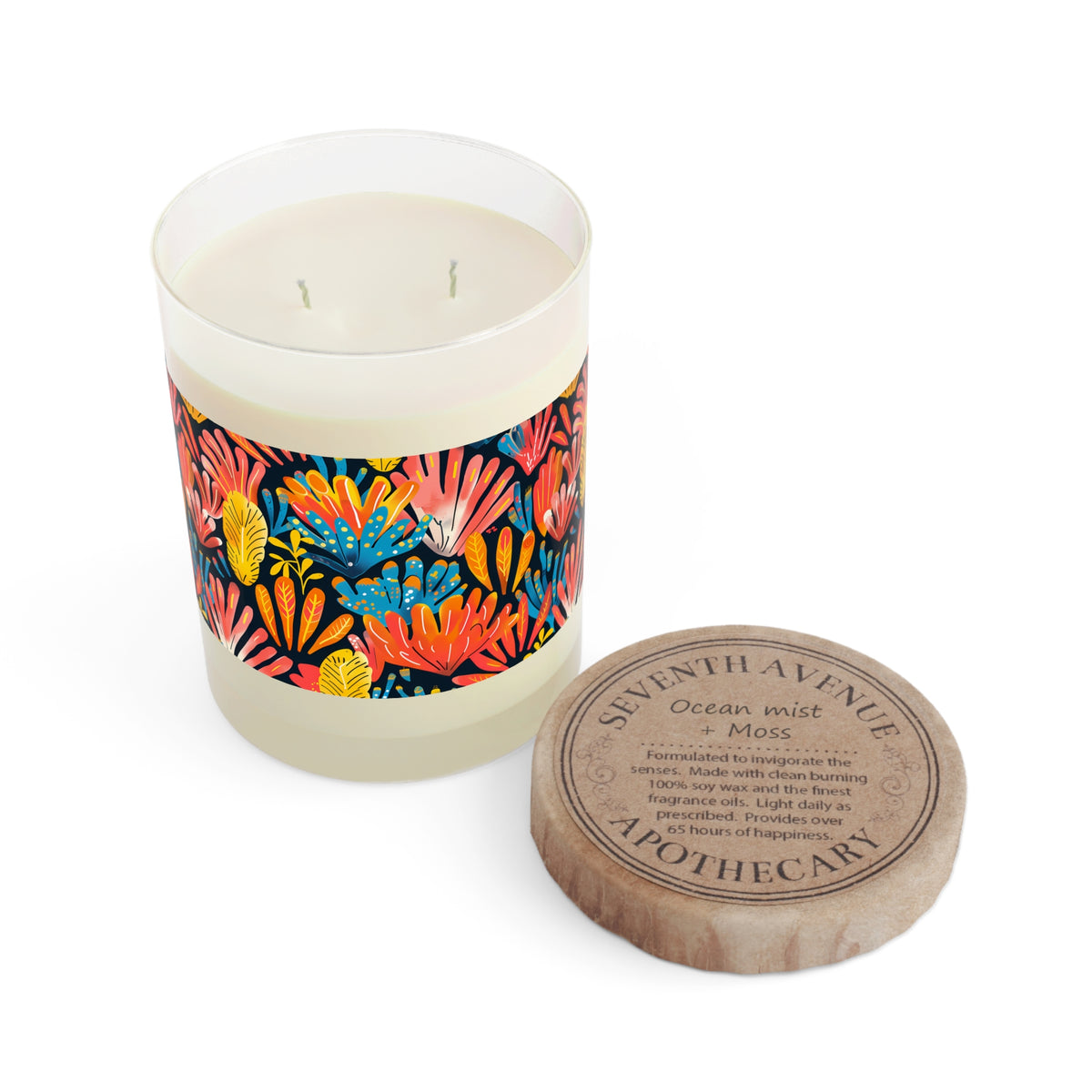 Coral Plume 100% Soy Wax Scented Candle - 11 oz. Full-Glass, Phthalate-Free & Lead-Free - Three Fragrance Options