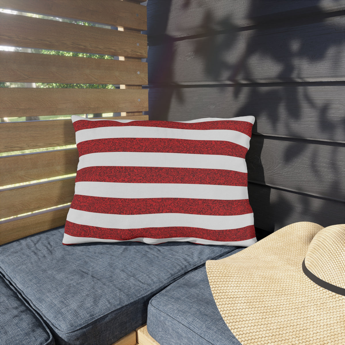 Sparkle Stripes Outdoor Lumbar Pillow - Spun Polyester - 20" x 14" - Double-Sided Print - Concealed Zipper