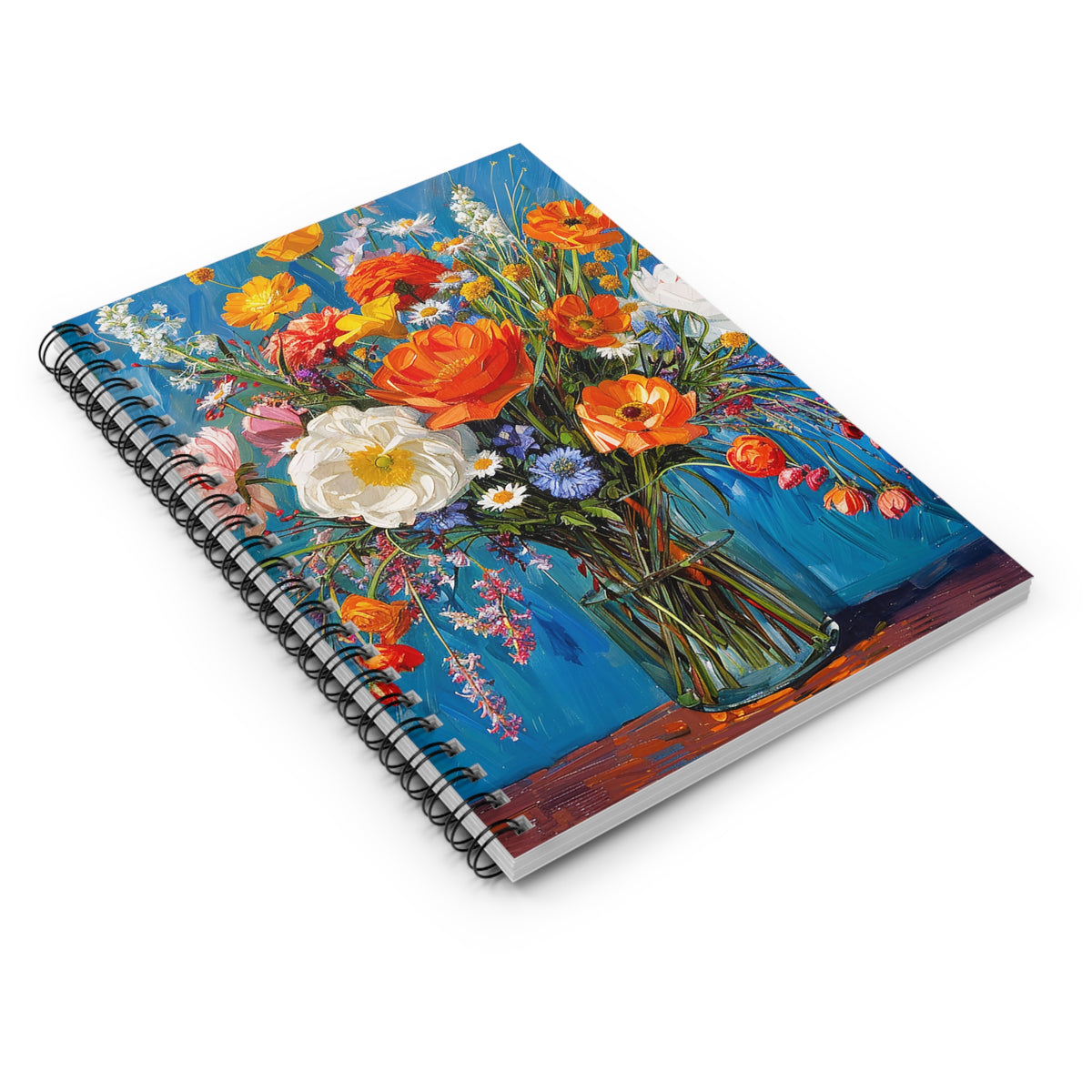 Blossoms on Blue Chic Spiral Notebook - Ruled Line - Where Beauty Meets Function! Almost as Beautiful as the Real Blooms!