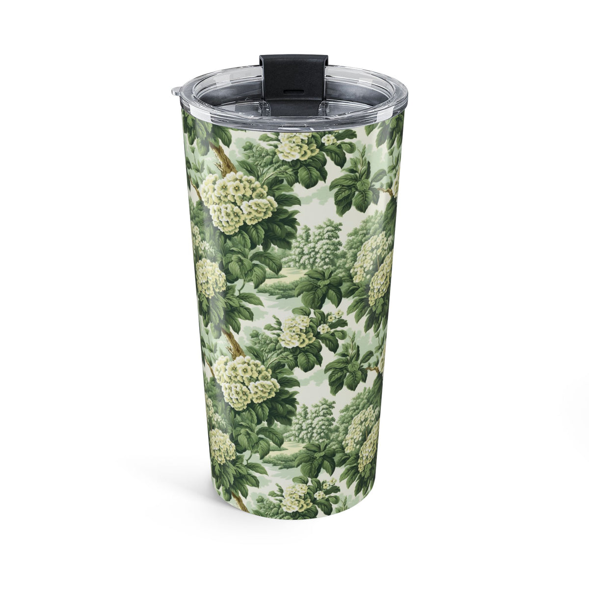 Vintage Green Hydrangea Insulated Tumbler - 20 oz. Stainless Steel, Glossy Finish