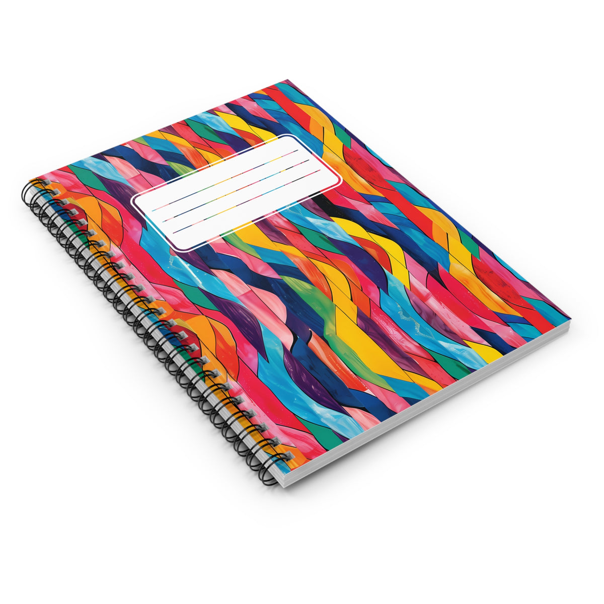 Retro Ripples with Label Chic Spiral Notebook - Ruled Line - Catch the Wave: A Groovy Fusion of 70s Charm and Modern Vibes!"