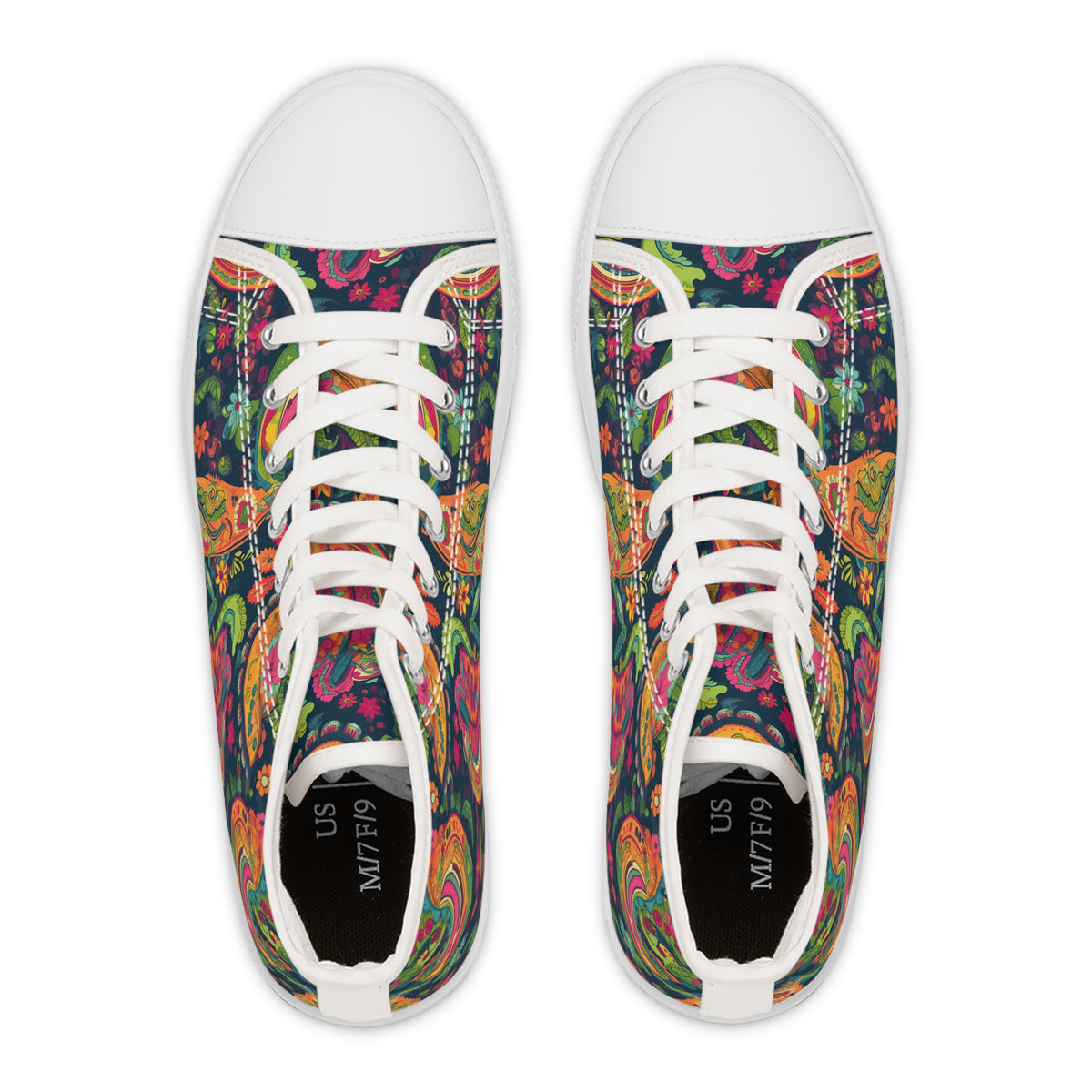 Psychedelic Paisley Party Ladies' High Top Sneakers - Stride into a Kaleidoscope - Where Fashion Meets Whirlwind!
