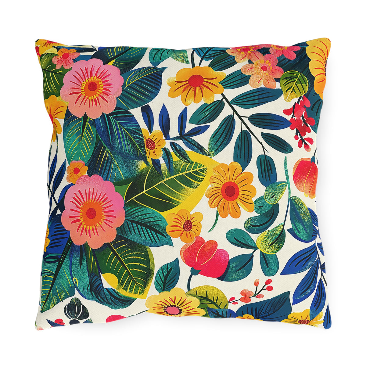 Blossom Bliss Square Outdoor Pillow - Spun Polyester - Double-Sided Print - UV-Resistant - Water-Resistant - Available in 3 sizes.