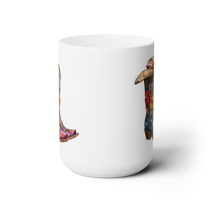 Legendary Lone Star Cowgirl Ceramic Mug - 15 oz - Sip the Spirit of Texas with Every Swig! Yee Ya!