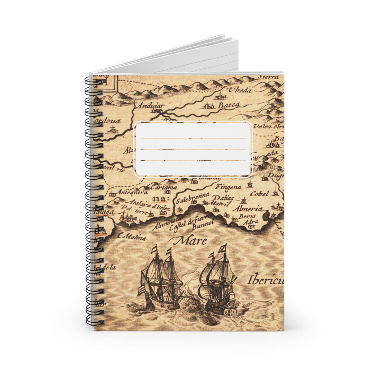 Vintage Seafaring Ships Map Chic Spiral Notebook - Ruled Line - Set Sail on Your Imagination: Navigate Life's Adventures with a Touch of Vintage!