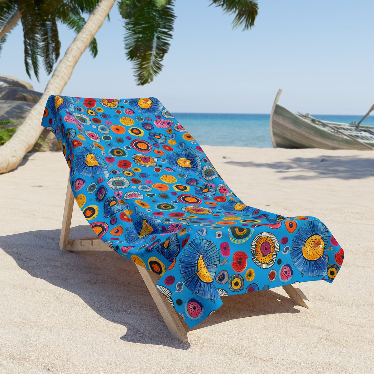 Primordial Sea Life Luxurious Beach Towel - Towel Off in Bright Blue Sea Colors! Available in 2 sizes.