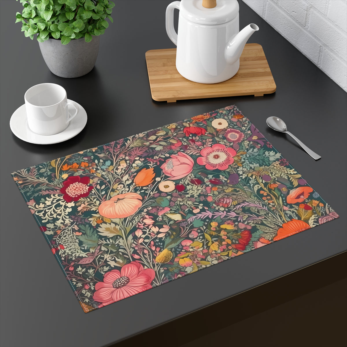 Renaissance Fall Floral Placemat - Bring the Serenity of the Renaissance to Your Table! Cotton Twill - 18" x 14"