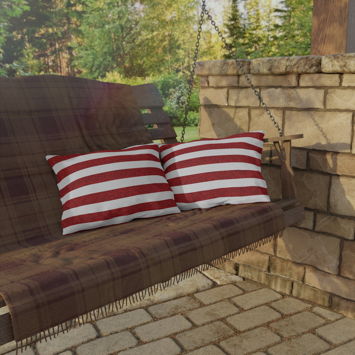 Sparkle Stripes Outdoor Lumbar Pillow - Spun Polyester - 20" x 14" - Double-Sided Print - Concealed Zipper