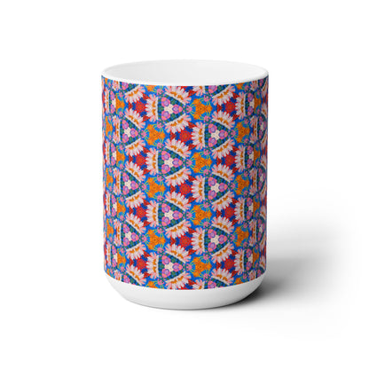 Geometric Blossom Ceramic Mug - 15 oz - Art on Every Side, Morning Approved.