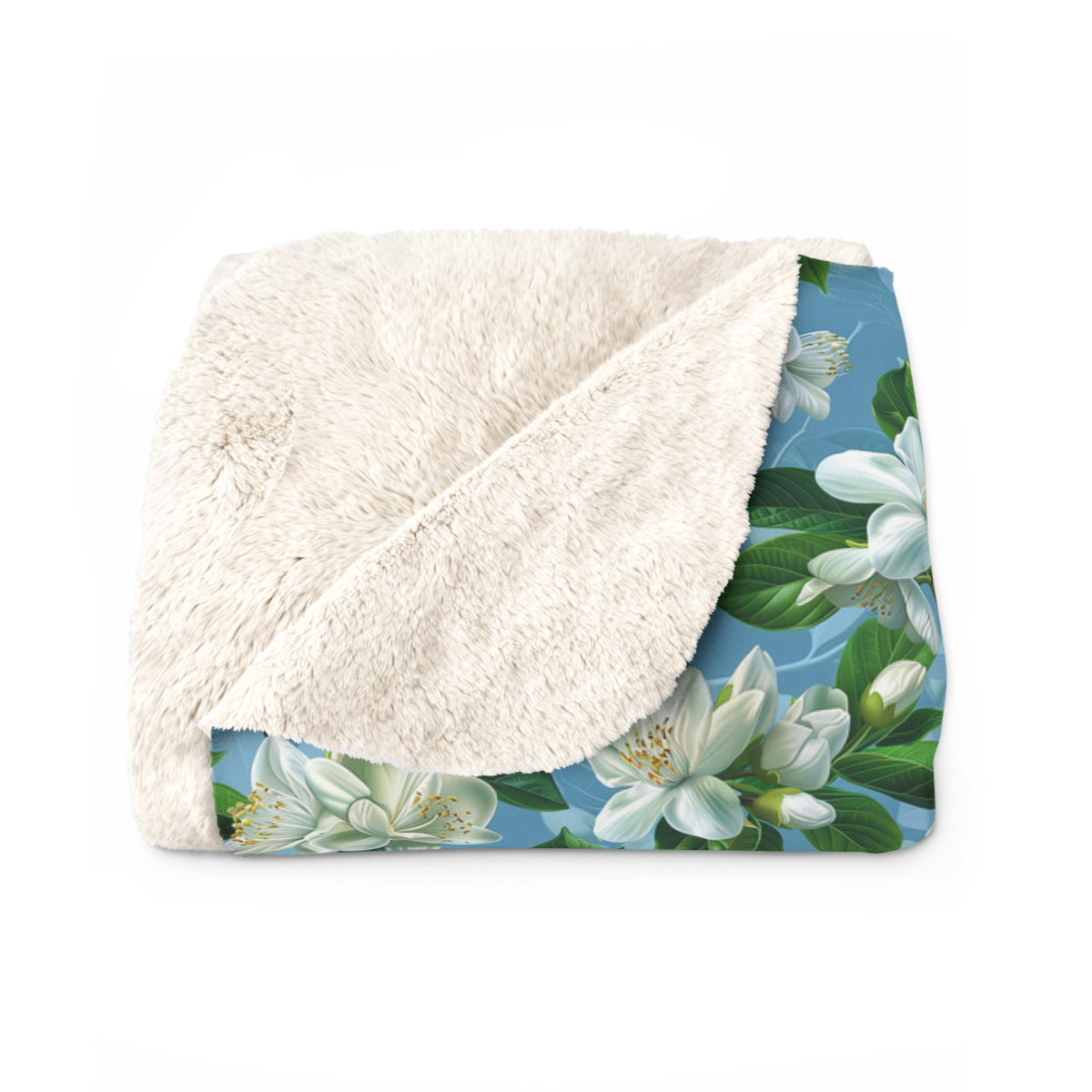 Jasmine Whisper Sherpa Fleece Blanket - Wrap Yourself in Floral Serenity - Softness and Style in Every Thread! Available in 2 sizes.