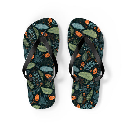 Mysterious Ferns Flip Flops - 5/8" Thick Comfortable Summer or Winter Gym/Sauna Footwear for Men, Women