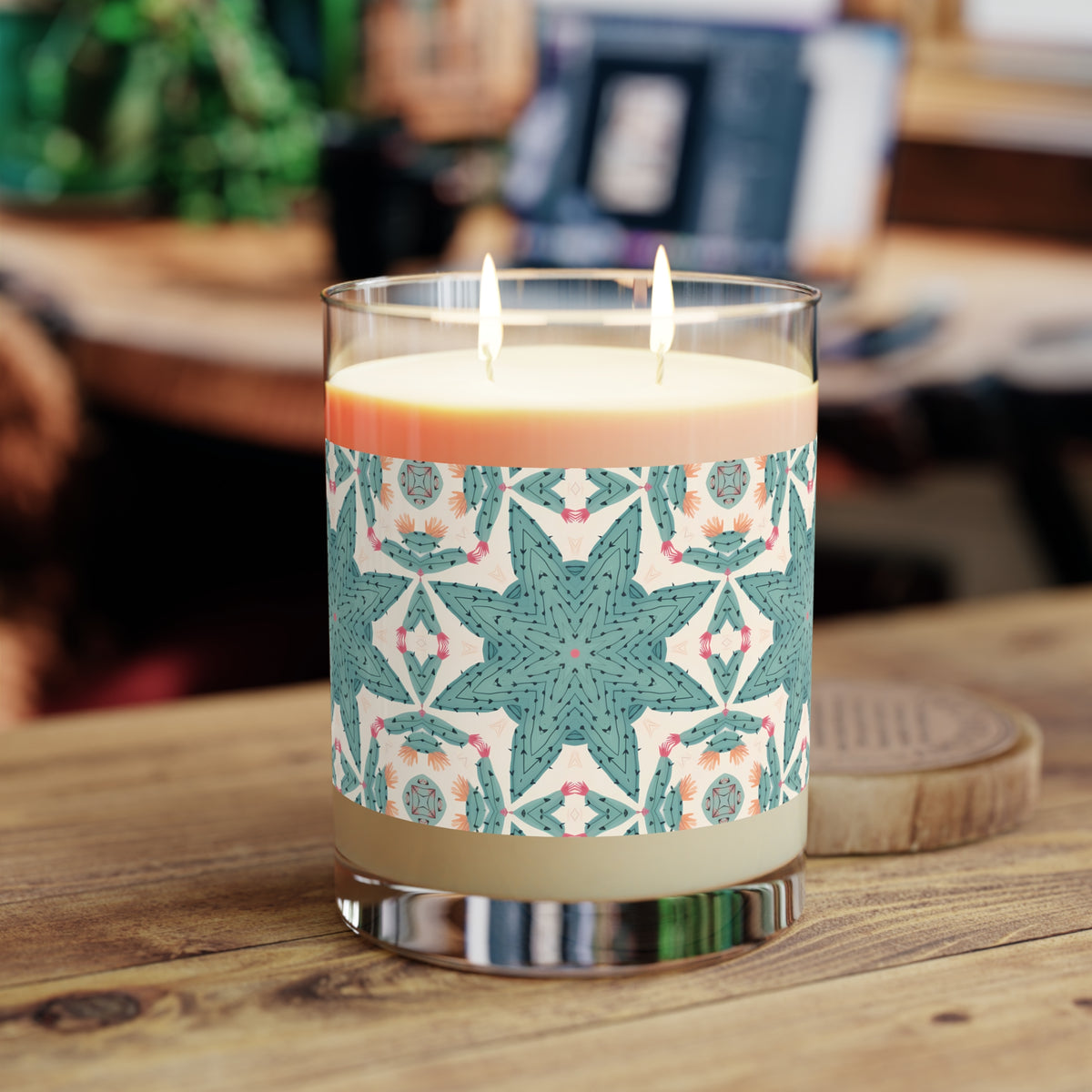 Desert Cactus Star 100% Soy Wax Scented Candle - 11 oz. Full-Glass, Phthalate-Free & Lead-Free - Three Fragrance Options