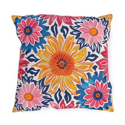 Sunsplash Petals Square Outdoor Pillow - Spun Polyester - Double-Sided Print - UV-Resistant - Water-Resistant - Available in 3 sizes.