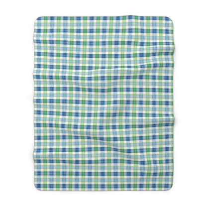 Spring Mist Plaid Sherpa Fleece Blanket - Wrap Yourself in Spring - Cozy Comfort with a Splash of Mist! Available in 2 sizes.