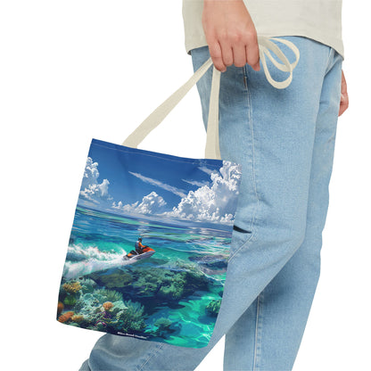 Jet Ski Tropical Paradise Tote Bag - Carry the Coastline - Where Adventure Meets Accessories! Available in 3 sizes.