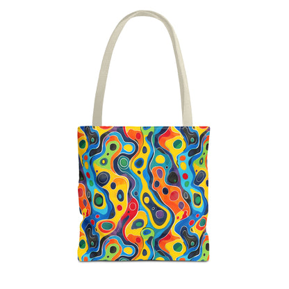 Groovy Splash Tote Bag - Unleash Your Inner Groove with a Splash of Color! Available in 3 sizes.