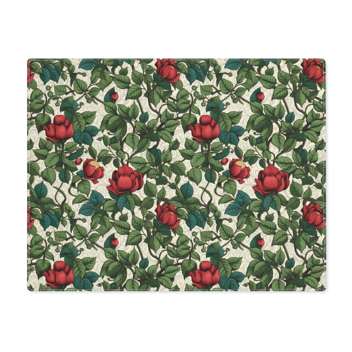 Classic Red Rose & Vine Placemat - 18" x 14".