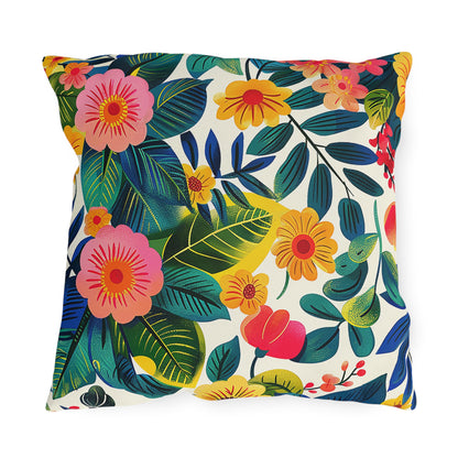 Blossom Bliss Square Outdoor Pillow - Spun Polyester - Double-Sided Print - UV-Resistant - Water-Resistant - Available in 3 sizes.