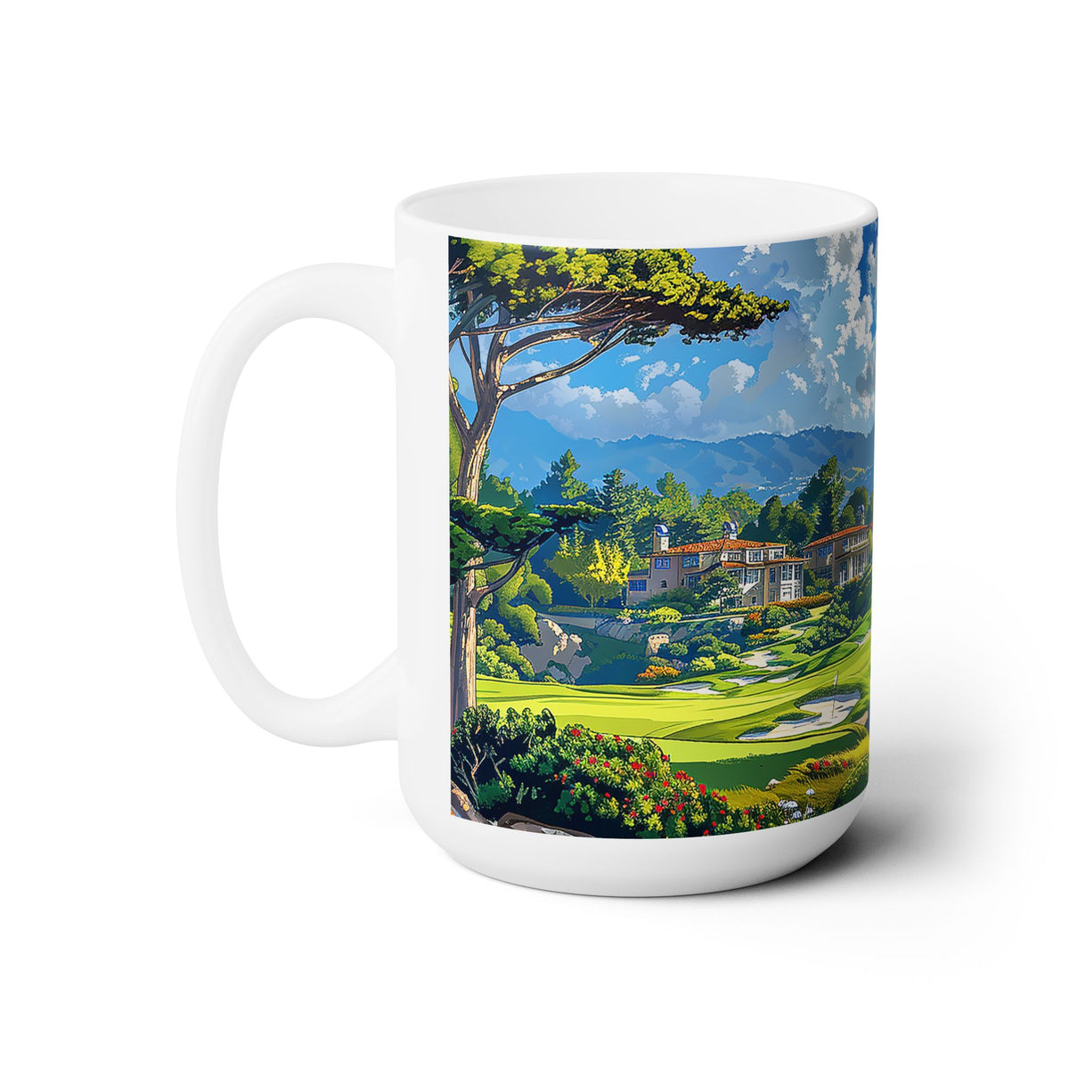 Pacific Cypress Golf Retreat Ceramic Mug - 15 oz - Sip in Style with our Coastal Golf Mug!