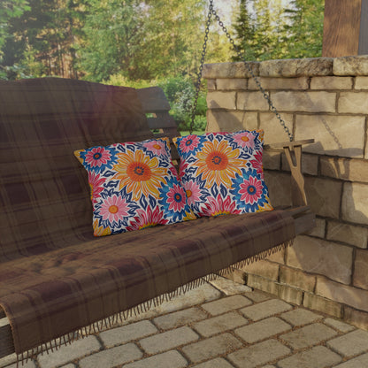 Sunsplash Petals Square Outdoor Pillow - Spun Polyester - Double-Sided Print - UV-Resistant - Water-Resistant - Available in 3 sizes.
