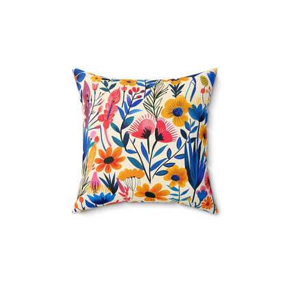 Happy Heartfelt Blooms Square Throw Pillow - Spun Polyester - Double-Sided Print - Concealed Zipper - Available in 7 sizes