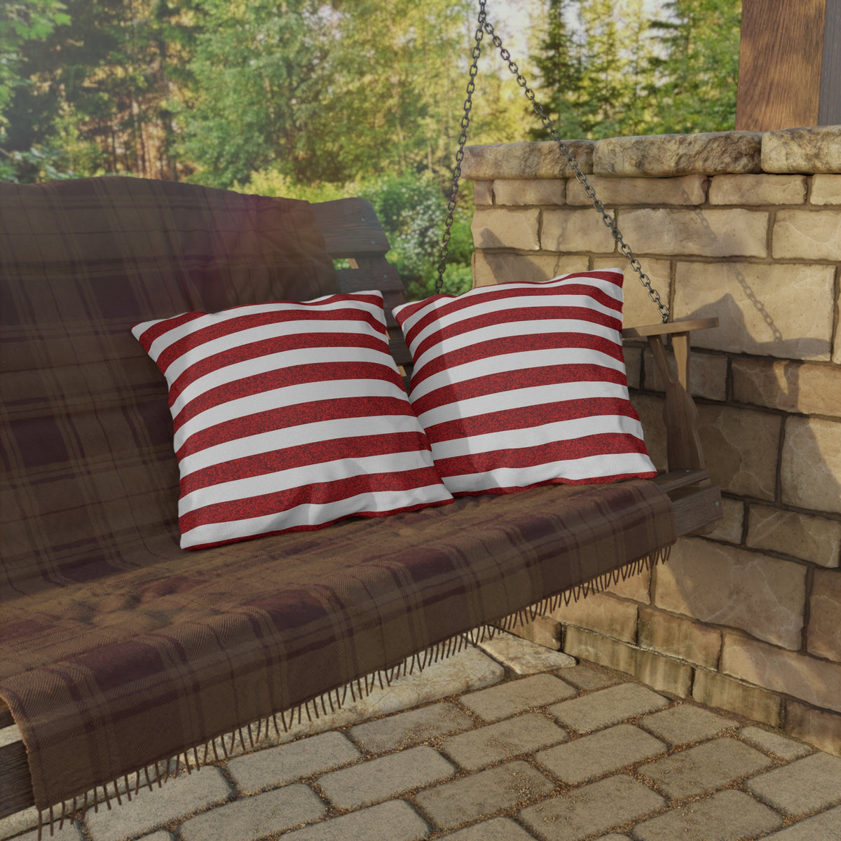 Sparkle Stripes Square Outdoor Pillow - Spun Polyester - Double-Sided Print - Concealed Zipper - Available in 3 sizes.