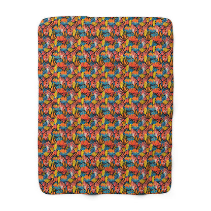 Coral Plume Sherpa Fleece Blanket - Wrap Up in Whimsy - Dive into Cozy Coral Comfort! Available in 2 sizes.