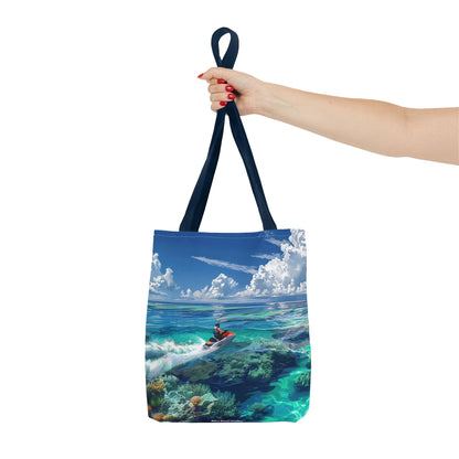 Jet Ski Tropical Paradise Tote Bag - Carry the Coastline - Where Adventure Meets Accessories! Available in 3 sizes.