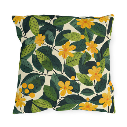 Sunshine Vines Square Outdoor Pillow - Spun Polyester - Double-Sided Print - UV-Resistant - Water-Resistant - Available in 3 sizes.